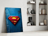 Superman Logo on Dark Glass Wall Art