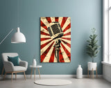Vocal Icon Microphone Glass Wall Art