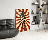 Vocal Icon Microphone Glass Wall Art