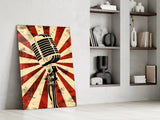 Vocal Icon Microphone Glass Wall Art