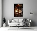 Tragedy and Comedy Masks Glass Wall Art