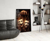 Tragedy and Comedy Masks Glass Wall Art