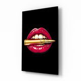 Lip Bullet Pop Glass Wall Art - 72x46 cm