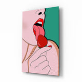 Tableau en verre Baiser langue pop - 72x46 cm