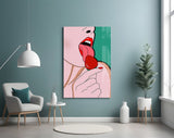 Pop Tongue Kiss Glass Wall Art