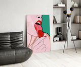 Pop Tongue Kiss Glass Wall Art