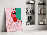 Pop Tongue Kiss Glass Wall Art