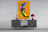 Pop Banana on Orange Glass Wall Art
