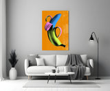 Pop Banana on Orange Glass Wall Art
