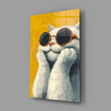Cool Cat in Shades Glass Wall Art