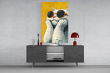 Cool Cat in Shades Glass Wall Art