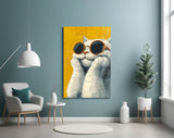 Cool Cat in Shades Glass Wall Art