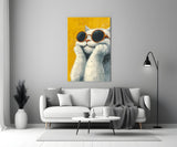 Cool Cat in Shades Glass Wall Art
