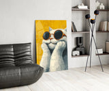 Cool Cat in Shades Glass Wall Art