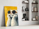 Cool Cat in Shades Glass Wall Art