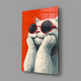 Cool Cat in Shades Glass Wall Art