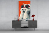 Cool Cat in Shades Glass Wall Art