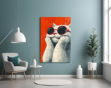 Cool Cat in Shades Glass Wall Art