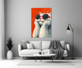Cool Cat in Shades Glass Wall Art