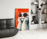 Cool Cat in Shades Glass Wall Art