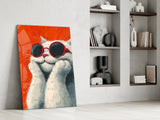 Cool Cat in Shades Glass Wall Art