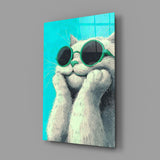 Cool Cat in Shades Glass Wall Art