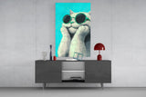 Cool Cat in Shades Glass Wall Art