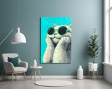 Cool Cat in Shades Glass Wall Art