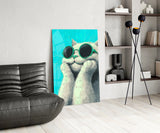 Cool Cat in Shades Glass Wall Art