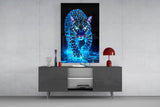 Neon Blue Leopard Glass Wall Art
