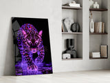 Neon Leopard Glass Wall Art