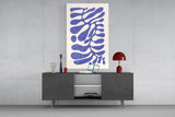 Elegant Navy Blue Abstract Swirls Glass Wall Art