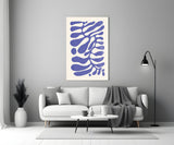 Elegant Navy Blue Abstract Swirls Glass Wall Art