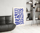 Elegant Navy Blue Abstract Swirls Glass Wall Art