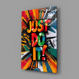Vibrant 'Just Do It' Motivational Glass Wall Art