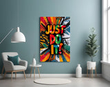 Vibrant 'Just Do It' Motivational Glass Wall Art