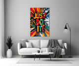 Vibrant 'Just Do It' Motivational Glass Wall Art
