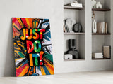 Vibrant 'Just Do It' Motivational Glass Wall Art