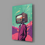 TV Head in Nature Glass Wall Art