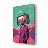 TV Head in Nature Glass Wall Art