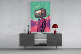 TV Head in Nature Glass Wall Art