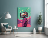 TV Head in Nature Glass Wall Art
