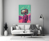 TV Head in Nature Glass Wall Art