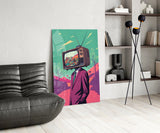 TV Head in Nature Glass Wall Art