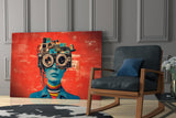 Cyberpunk Headphones Glass Wall Art