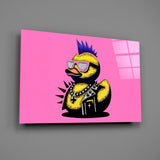 Punk Duck Pop Glass Wall Art