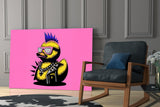 Punk Duck Pop Glass Wall Art