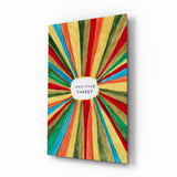 Frase energica scritta a mano su raggi arcobaleno quadro in vetro - 72x46 cm