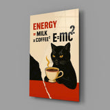 Coffee Cat Energy Glass Wall Art