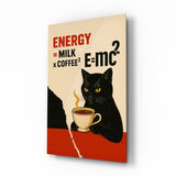 Coffee Cat Energy Glass Wall Art